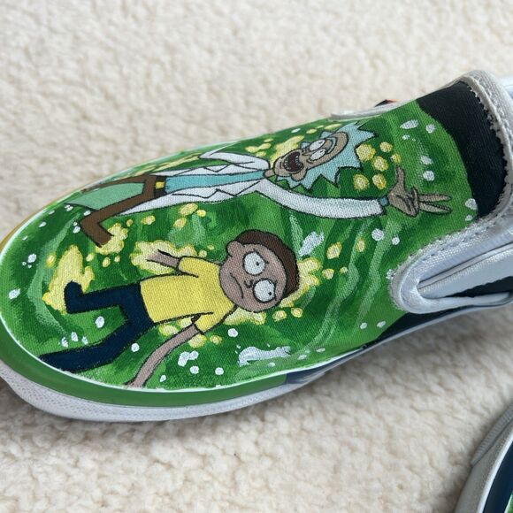 NWOB VANS Authentic Hand Painted Rick & Morty Low Top Sneakers Mens 7.5/Womens 9 main image 5